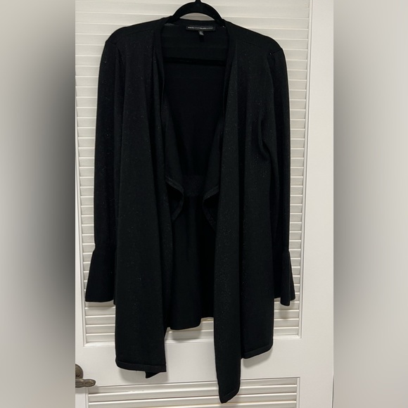 WHBM shimmery glittery black open front draped style cardigan sweater- Size M - Picture 2 of 7